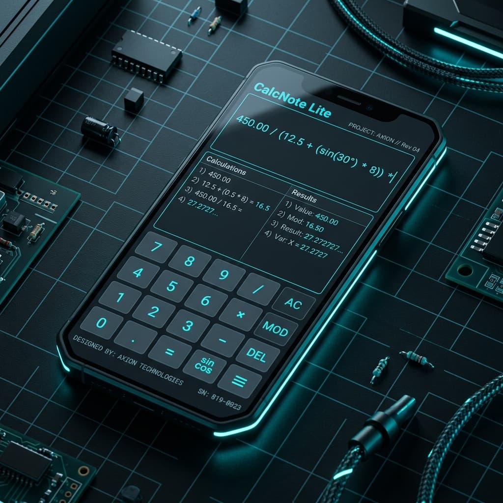 CalcNote Lite Blueprint Mockup